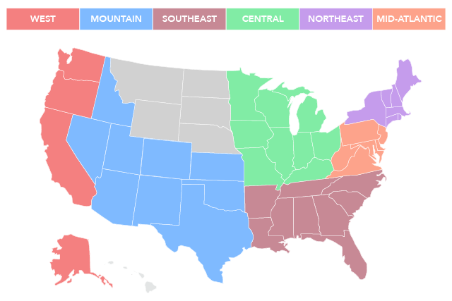 BradyPLUS Regional map