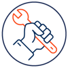 hand with a tool icon