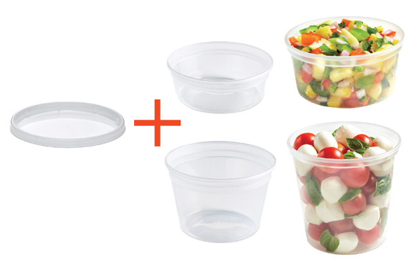 mix matched injection molded deli containers with lid options