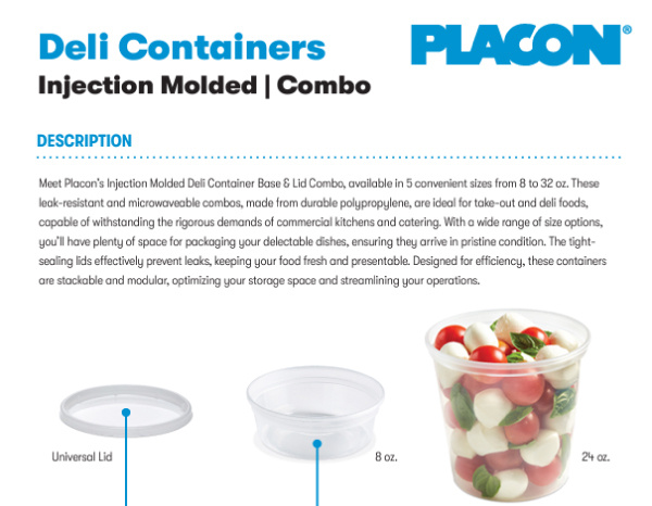 brochure thumbnail for injection molded deli containers combo