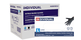 Nitrile blend gloves and a case