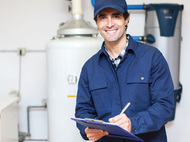 a technician smiling