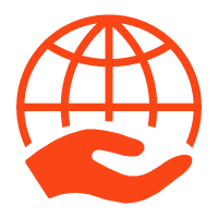 a globe on a hand icon